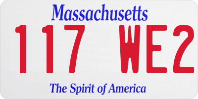 MA license plate 117WE2