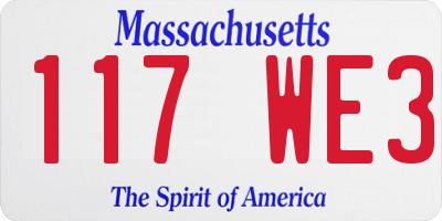 MA license plate 117WE3