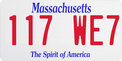 MA license plate 117WE7