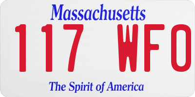 MA license plate 117WF0