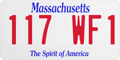 MA license plate 117WF1