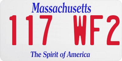 MA license plate 117WF2