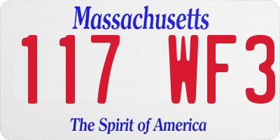 MA license plate 117WF3