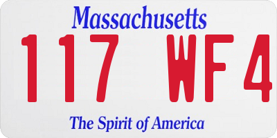 MA license plate 117WF4