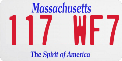 MA license plate 117WF7