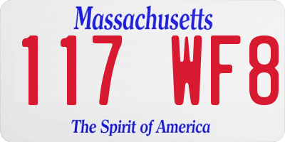MA license plate 117WF8