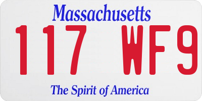 MA license plate 117WF9