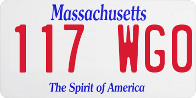 MA license plate 117WG0