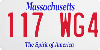 MA license plate 117WG4