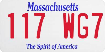 MA license plate 117WG7