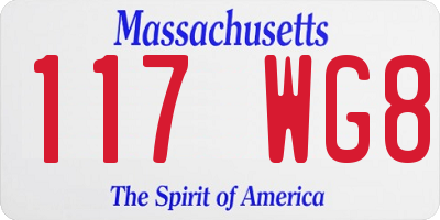 MA license plate 117WG8