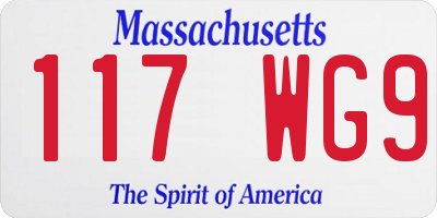 MA license plate 117WG9