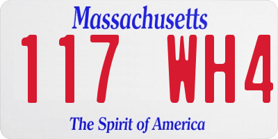 MA license plate 117WH4