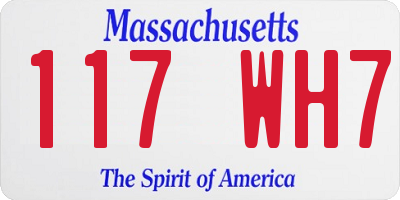 MA license plate 117WH7