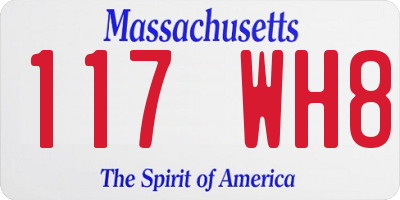 MA license plate 117WH8