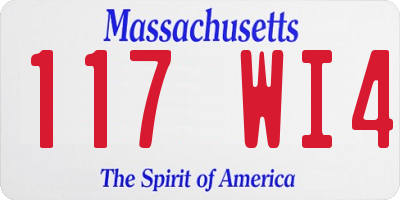 MA license plate 117WI4