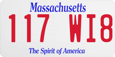 MA license plate 117WI8
