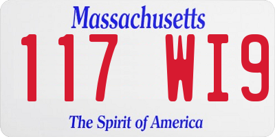 MA license plate 117WI9