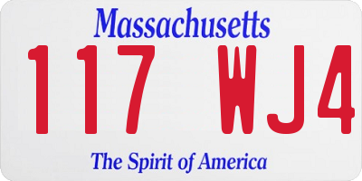 MA license plate 117WJ4