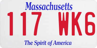 MA license plate 117WK6