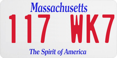 MA license plate 117WK7