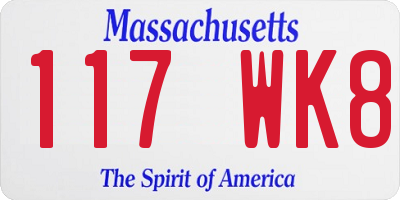 MA license plate 117WK8