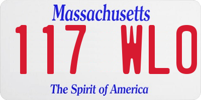 MA license plate 117WL0