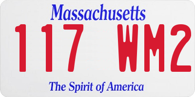 MA license plate 117WM2