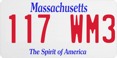 MA license plate 117WM3