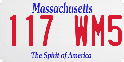 MA license plate 117WM5