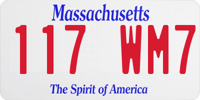 MA license plate 117WM7