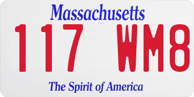 MA license plate 117WM8