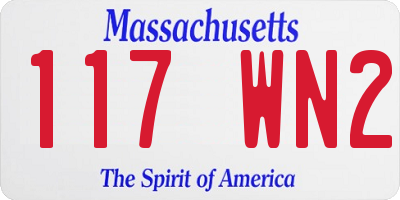 MA license plate 117WN2
