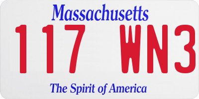 MA license plate 117WN3