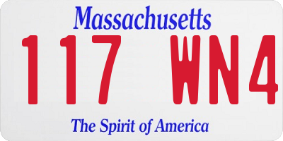 MA license plate 117WN4