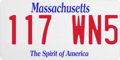 MA license plate 117WN5