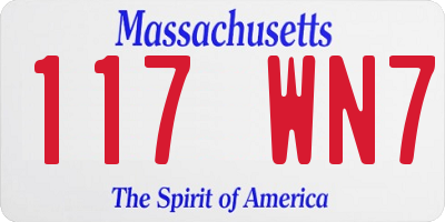 MA license plate 117WN7