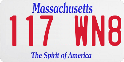 MA license plate 117WN8
