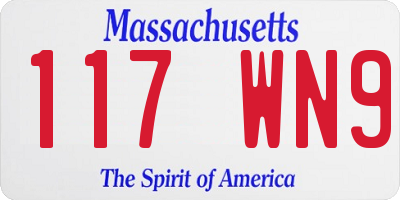 MA license plate 117WN9