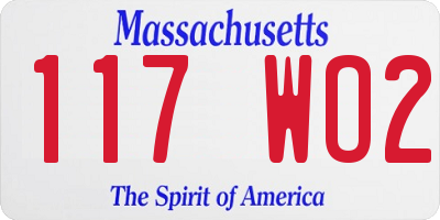 MA license plate 117WO2