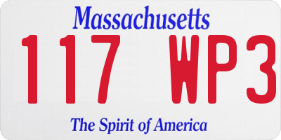 MA license plate 117WP3