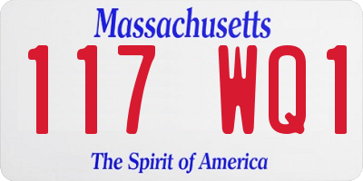 MA license plate 117WQ1
