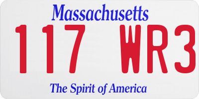 MA license plate 117WR3