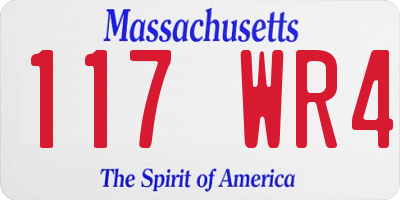MA license plate 117WR4