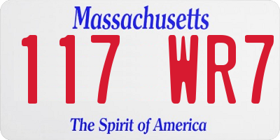 MA license plate 117WR7