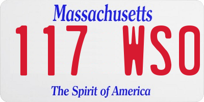 MA license plate 117WS0