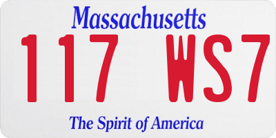 MA license plate 117WS7