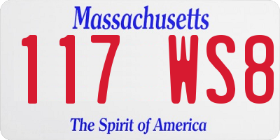 MA license plate 117WS8