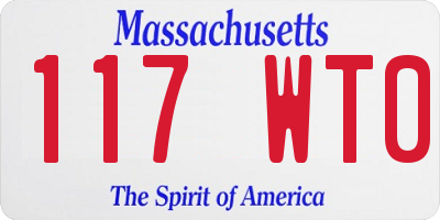 MA license plate 117WT0