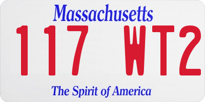 MA license plate 117WT2